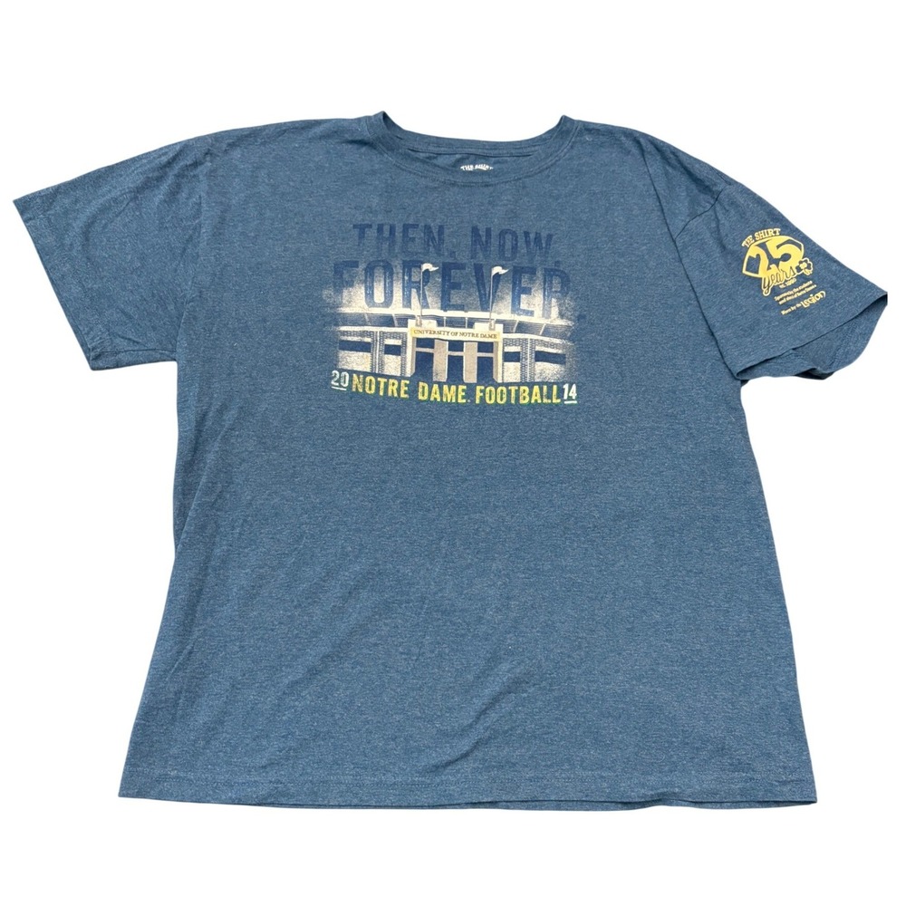 Notre Dame Football The Shirt 25 Years 2014 Blue Heather Graphic Tee Mens XL